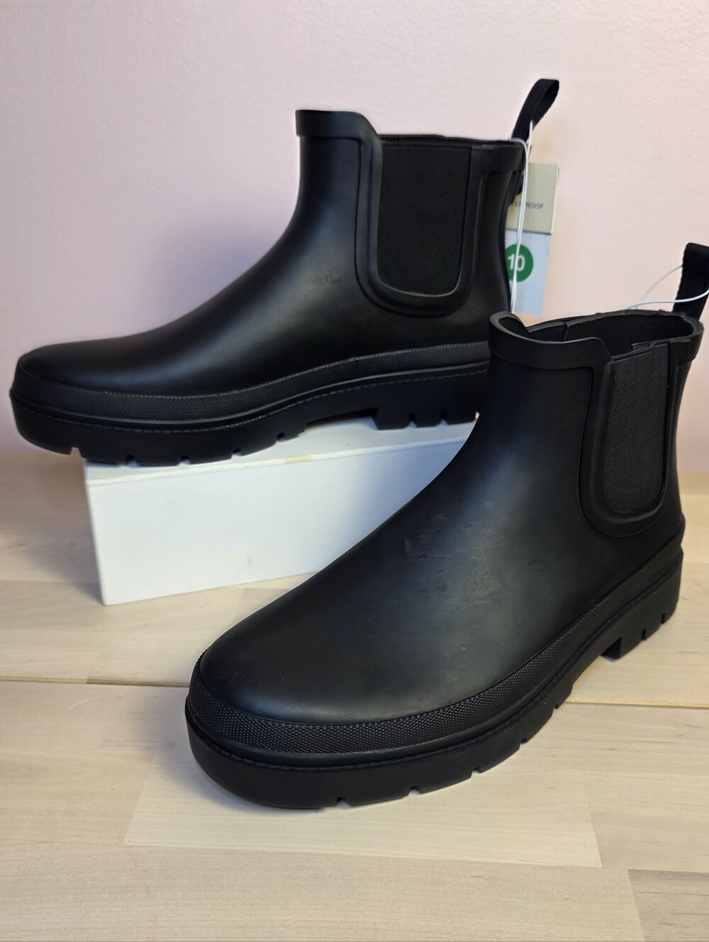 Universal Thread Black Chelsea-Style Rain Ankle Boots